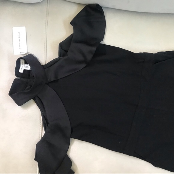 Black Cold Shoulder Classy Dressy Romper - Picture 2 of 7